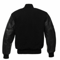 Veste universitaire noire et orange pour homme, en mélange de laine, col rabattu, coupe classique, style preppy, pour l'automne