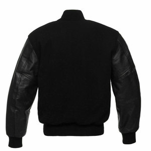 Chaqueta Varsity Negra y Naranja para Hombre, con Mezcla de Lana, Cuello Camisero, Corte Regular, Estilo Preppy, para Otoño - Product Image 5