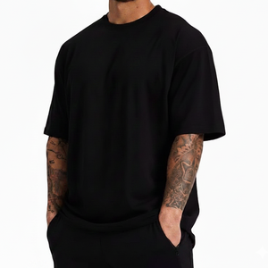 Camiseta Negra Extra Grande de Calidad Premium, Personalizada, de Algodón Grueso, Estilo Holgado, Fabricante de Camisetas para Hombre 2026 - Product Image 1