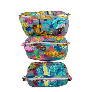 Ensemble de 3 sacs à cosmétiques Champignon Playful Block Print Gris Durable-Étui écologique - Product Image 2