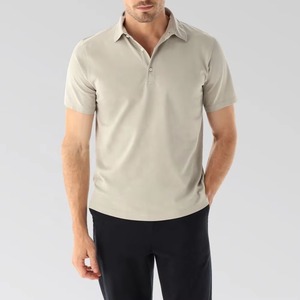 Polo à manches courtes gris clair pour homme, 100% coton tricoté, couleur unie, respirant, coupe classique, qualité supérieure, vente en gros - Product Image 4