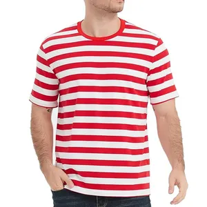 Camiseta de Manga Corta Roja y Blanca para Hombre, Corte Regular, Cuello Redondo Informal, Tejido de Algodón Transpirable, Jersey de 320 g, Estampado en Serigrafía - Product Image 3