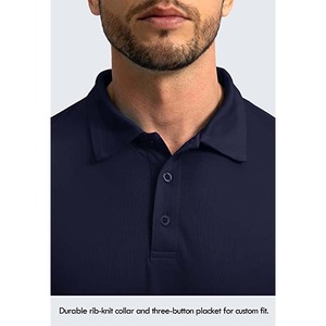 Polo de Manga Larga para Hombre, Color Sólido, Secado Rápido, Corte Ajustado, Ropa Casual de Golf, Azul Marino, Tejido de Poliéster - Product Image 3