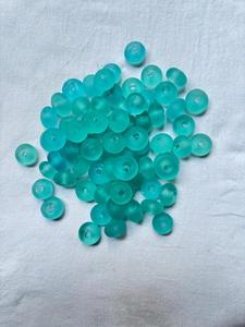 Perles en verre soufflé givré de 16 mm, 18 mm et 20 mm en gros |   Grandes perles en verre mat de style lampwork |   Boîte à bijoux en perles bleu sarcelle et bordeaux de grande taille - Product Image 1