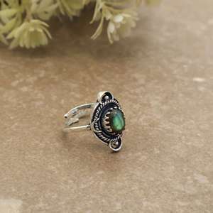 Handmade <b>Labradorite</b> Brass Bezel Setting <b>Ring</b> Vintage Handcrafted Oxidized Boho Unisex Jewelry Artisan Statement <b>Ring</b> - Product Image 2