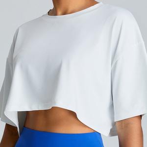 2025 été femmes hauts actifs régulier haut court à manches courtes respirant 100% coton Fitness T-shirt course Absorption sueur - Product Image 2