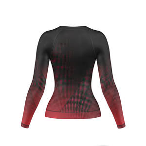 Customized <b>Women's</b> Long Sleeve Seamless Ribbed Gym <b>Top</b> Quick Dry <b>Compression</b> Yoga Shirt Heat-Transfer Print Breathable - Product Image 3