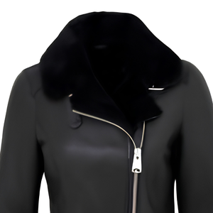Blouson de moto personnalisé style shearling avec fermeture éclair intégrale, col garni de fourrure, doublure en soie - Fournisseur en gros pour marques privées - Product Image 6