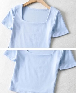Camiseta corta de color sólido personalizada, talla grande, precio al por mayor, camiseta corta para mujer en venta - Product Image 5
