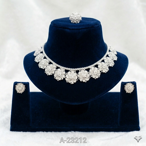 Women's 24K Gold Plated Flower <b>Necklace</b> and Earring Set Classic Wedding Jewelry Alloy A-23211 - Product Image 2