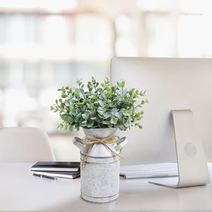 Vase à fleurs vintage en métal galvanisé, pot de fleurs rustique en fer de style ferme, récipient floral décoratif pour la décoration intérieure - Product Image 5