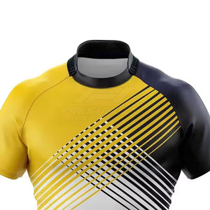 Maillot de rugby personnalisé, jersey sportif uni, écologique, 100% polyester respirant, manches courtes, tenue d'équipe pour joueurs adultes - Product Image 4