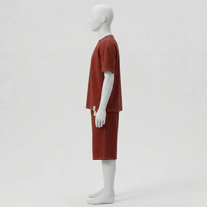 <b>Mens</b> Minimalist Summer Set Solid Color T Shirt And Knee Length Shorts Soft Cotton Relaxed Fit Casual Matching Outfit OEM - Product Image 3