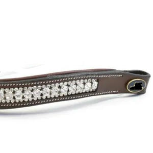 Banda para la frente acolchada de cuero con cristales transparentes gruesos Cadena de diamante brillante con incrustaciones de canal vacío banda para la frente de caballo de cuero acolchado - Product Image 3