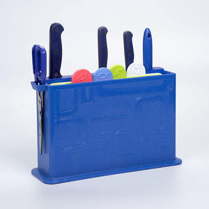 Juego de Cuchillos de Acero Inoxidable de 10 Piezas con Mangos de Plástico Coloridos (Rojo, Gris, Azul), Bloques de Almacenamiento, Colección de Utensilios de Cocina Duraderos JAYA - Product Image 5