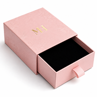 Boîte à bijoux rose personnalisée, emballage cadeau rigide de luxe avec ruban pour collier, bracelet, bague, accessoires