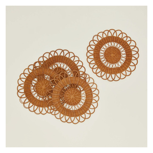Handwoven Rattan <b>Placemat</b> With Scalloped Looped Border Round Wicker Charger Plate Natural Eco-Friendly Straw <b>Table</b> Mat <b>For</b> Boho - Product Image 4