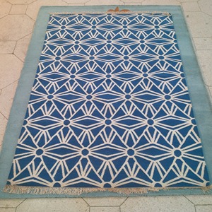 Tapis à carreaux crème et or en laine tuftée à la main, moderne, couleur unie, bouclé, à poils longs, fait main, durable, lavable, en latex, pour pique-nique et salon - Product Image 4