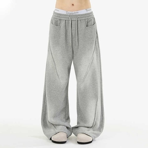 Service OEM en gros, Pantalon de jogging ample personnalisé pour homme, en molleton bouclette 350 g/m², noir, coupe oversize, léger, délavé - Product Image 5