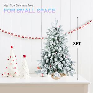 Albero di Natale Artificiale Innevato da 90 cm con Pigne e Bacche Rosse, Mini Albero Verde da Tavolo - Product Image 3