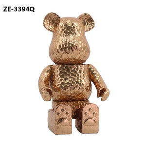 Escultura Metálica Moderna de Oso Teddy Dorado Martillado, Decoración de Mesa de Lujo para Sala de Estar, Oficina, Estante y Regalo para Amantes de los Osos - Product Image 1