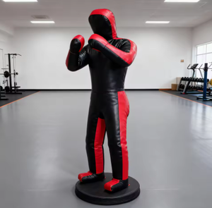 Black and Red Faux Leather Boxing <b>Dummy</b> Sponge Filled Durable Training Equipment for Adult Martial Arts Practice - Product Image 2