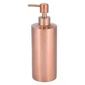 Contemporary Metal Soap <b>Dispenser</b> <b>Bottle</b> With Sleek Finish <b>Pump</b> Refillable Liquid Soap Holder Countertop Accessory - Product Image 1