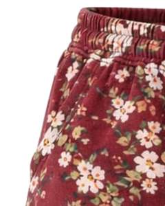 Shorts de Felpa con Estampado Floral para Mujer, Color Borgoña, Cintura Elástica, Casuales de Verano, Fabricante Personalizado OEM, Suministro al por Mayor, Calidad de Exportación - Product Image 2