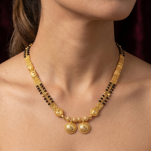 Divyoro Classic Gold Plated Beaded Mangalsutra Necklace for Women Wedding Jewelry Round Design <b>Copper</b> Alloy <b>Chain</b> Hindu - Product Image 3