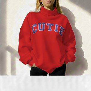 Sudadera de Cuello Alto para Mujer, a la Moda, Tejido Suave, Corte Holgado - Product Image 1