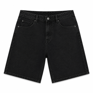 Pantalones Cortos Bermuda Negros para Hombre, Cintura Media, Estilo Casual Vintage de Mezclilla de Algodón, Cierre de Cremallera, Diseño con Bolsillos, Secado Rápido, Ecológicos - Product Image 1