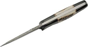 Cuchillo de Caza de Hoja Fija con Mango de Cuerno de Ciervo y Acero de Damasco, Cuchillo de Bolsillo para Camping de Espiga Completa - Personalizable OEM DIY - Product Image 4