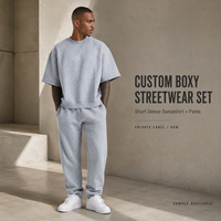 Ensemble T-shirt et pantalon surdimensionné personnalisé pour homme, en polyester/coton épais, coupe carrée, manches courtes, style streetwear, survêtement – Fabricant