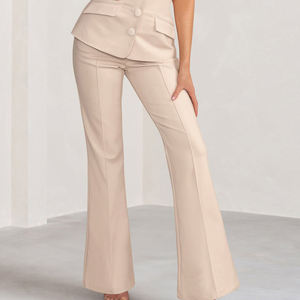 Pantalones largos de cintura alta, holgados, casuales, de pierna ancha, para gimnasio, fitness, elásticos, suaves, para mujer, pantalones acampanados para entrenamiento. - Product Image 1