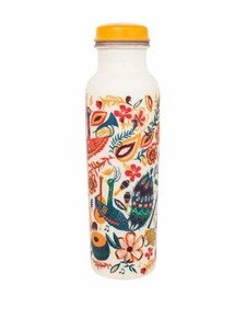 ขวดน้ำลายดอกไม้พิมพ์ลายทองแดง ฝาเกลียว ปลอดสาร BPA เป็นมิตรกับสิ่งแวดล้อม ล้างในเครื่องล้างจานได้ เหมาะสำหรับการเดินทาง เดินป่า ตั้งแคมป์ ใช้ได้ทั้งชายและหญิง - Product Image 1