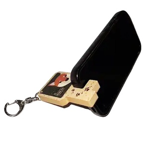 Custom Colorful Dog Wooden Key Chain <b>Ring</b> with Portable Phone Holder Charm - Product Image 5