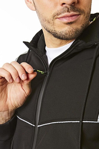 Veste softshell personnalisée pour homme, à capuche, avec logo sur le devant, respirante, coupe-vent, veste de sport d'automne, fabriquée par Antique Fashion - Product Image 3