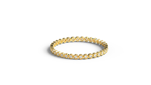 แหวนเพชรทรงกลมแบบ Eternity Band ขอบมิลเกรนทอง 18K สไตล์วินเทจสำหรับผู้หญิง แหวนแต่งงานแบบซ้อนได้ เครื่องประดับชั้นดี - Product Image 1
