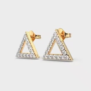 Women's Hoop Earrings in 10k Yellow, <b>Rose</b>, White Gold Moissanite Round Cut Diamond Trendy Jewelry IGI Certified Silver Plated - Product Image 1