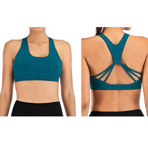 AL SWANS Soutien-gorge de sport pour femme, vert sarcelle, maintien moyen, bretelles croisées, sans couture, en Spandex/Nylon, séchage rapide, service OEM, pour le yoga - Product Image 1