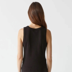 Camiseta sin mangas de punto para mujer, color negro, cuello redondo, informal, color sólido, transpirable, básica - Product Image 2