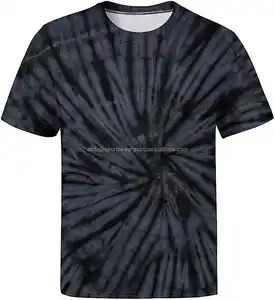 قمصان رجالية قصيرة الأكمام مصبوغة وعقدة على شكل تي شيرت ذات شعار مخصص #D, منتجات صيفية جديدة 2024، ملابس الهيب هوب