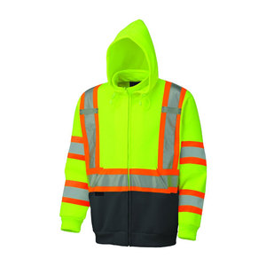 Hi-vis Polyester Fleece Hoodie - Yellow/green <b>Security</b> Flame Retardant High Vis Mens Safety Hi Vis Hoodies - Product Image 1