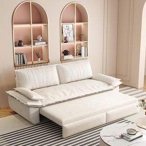Divano Letto Queen Convertibile 3-in-1 da 186 cm, Multifunzionale in Velluto Beige/Bianco (Vecchio SKU W1885S000) - Product Image 3