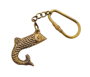 Llavero de Latón Vintage con Forma de Pez, Anillo para Llaves con Diseño Náutico Marino, Hecho a Mano, Tema Oceánico, Accesorio Coleccionable de Regalo - Product Image 3