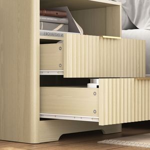 Smart Wood Nightstand with <b>Charging</b> Station and Night Light Bedroom Storage Cabinet <b>Bedside</b> <b>Table</b> - Product Image 6