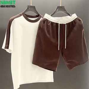 Conjunto de Camiseta y Pantalones Cortos para Hombre, Diseño Color Block, Transpirable, de Algodón Tejido, Ropa de Verano, NAIMAT ABBAS INDUSTRIES - Product Image 1