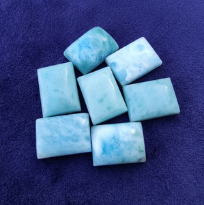Cabochon rectangulaire en Larimar naturel 7x9 mm, poli, à dessus plat, pour cadran de montre, bouton de manchette, broche, composant - Fournisseur de Larimar de Jaipur - Product Image 1
