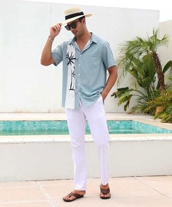 Camisa Hawaiana con Estampado de Resort para Hombre, Casual, de Playa, 100% Algodón, de Secado Rápido - Product Image 3