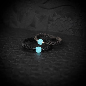 Glow Bead Macrame <b>Bracelet</b> Sterling Silver Cord <b>Adjustable</b> Luminous Gold Plated Boho Handmade Jewelry Gift Set - Product Image 4